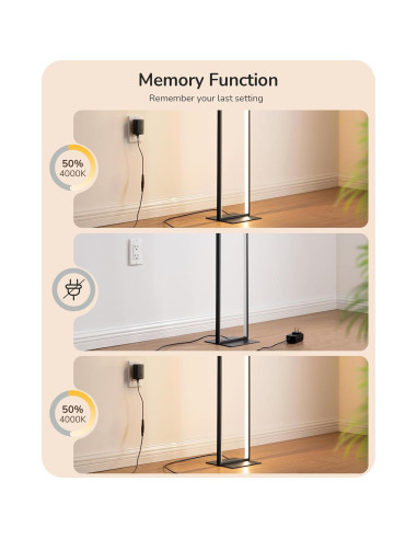 Lámpara de Pie LED EDISHINE Rectangular 146.8 cm Regulable