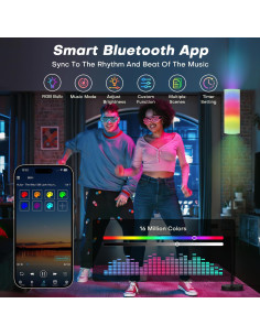 Lámpara de Pie LED Inteligente RGB qqiudaye 9W Regulable 2