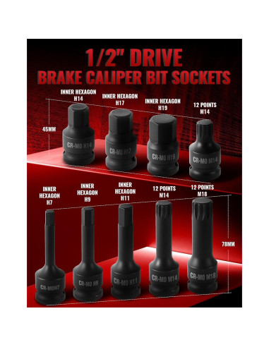 Juego de 16 Piezas de Enchufe de Caliper de Freno Reywoo