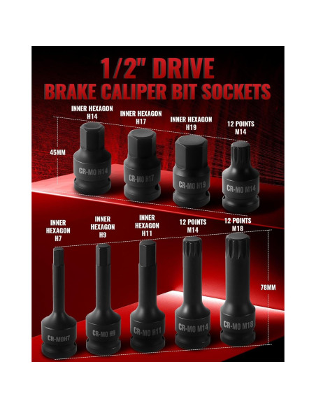 Juego de 16 Piezas de Enchufe de Caliper de Freno Reywoo