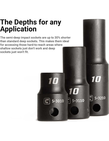 Juego de Enchufes de Impacto 3/8" Capri Tools 45 Piezas 8-22 mm