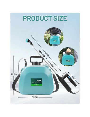 Pulverizador a Batería 2 Galones SideKing 7.4V Jardín