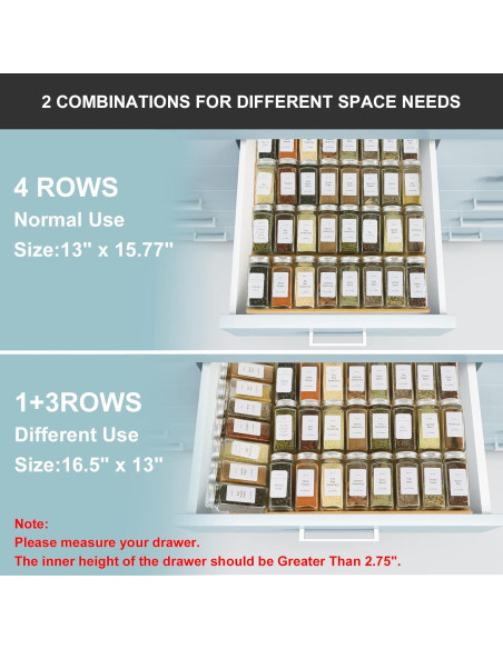 Organizador de Cajón de Especias KitHero con 24 Tarros y 216 Etiquetas