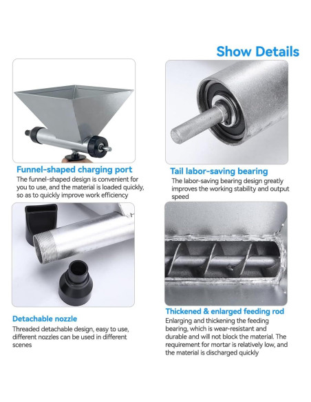 Bomba de Grout Eléctrica XINHNMUU 1.54 kg con 8 Boquillas