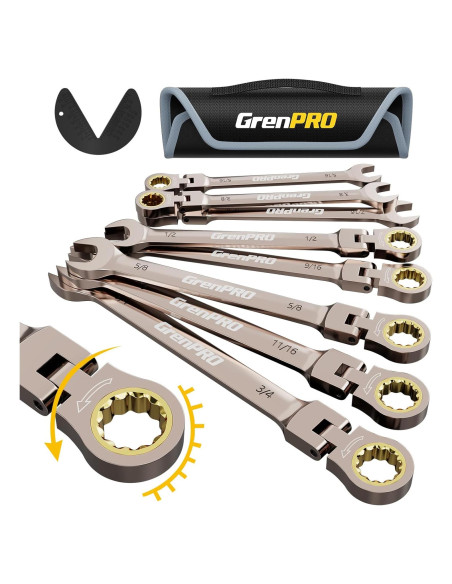 Juego de Llaves de Carraca Flexible 9PCS GRENPRO 8-19mm