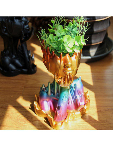 Maceta de Resina Arcoíris Poranlem Mujer Derretida 18cm