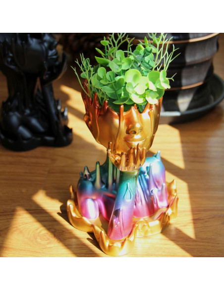 Maceta de Resina Arcoíris Poranlem Mujer Derretida 18cm