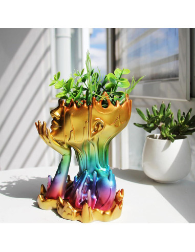 Maceta de Resina Arcoíris Poranlem Mujer Derretida 18cm
