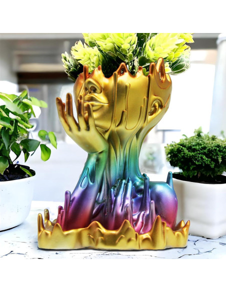 Maceta de Resina Arcoíris Poranlem Mujer Derretida 18cm