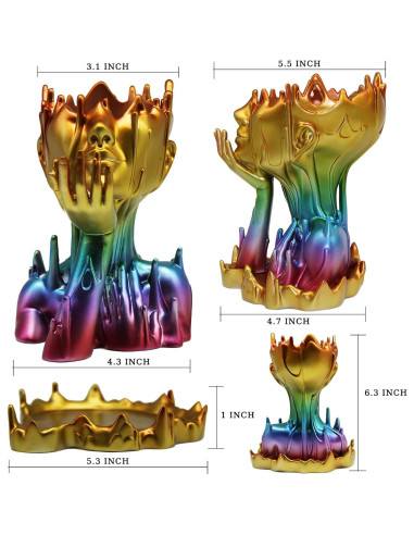 Maceta de Resina Arcoíris Poranlem Mujer Derretida 18cm