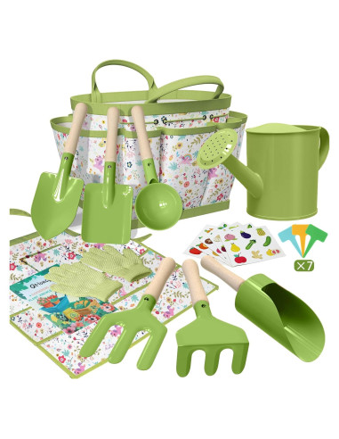 Juego de Jardinería para Niños Qtioucp 14 Piezas con Bolsa