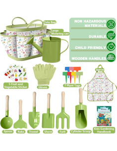 Juego de Jardinería para Niños Qtioucp 14 Piezas con Bolsa 2