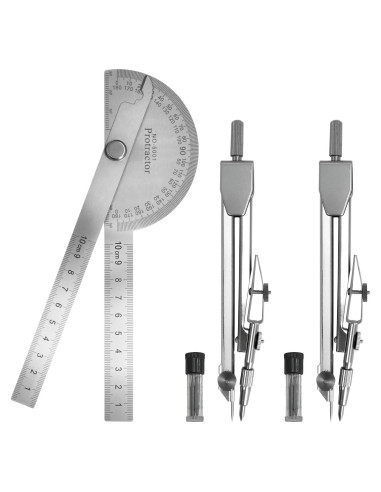 Juego de Transportador y Compás EQUNROY 10cm Acero Inoxidable