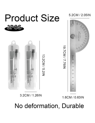 Juego de Transportador y Compás EQUNROY 10cm Acero Inoxidable