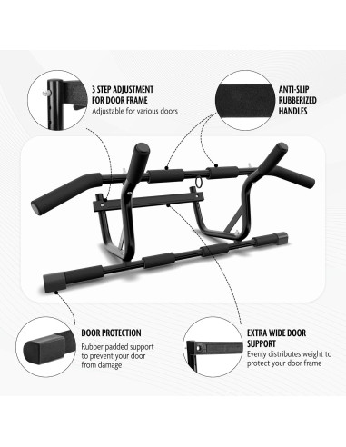 Barra de Dominadas DMoose Fitness para Puerta - 113 kg - Sin Tornillos