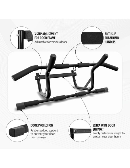 Barra de Dominadas DMoose Fitness para Puerta - 113 kg - Sin Tornillos