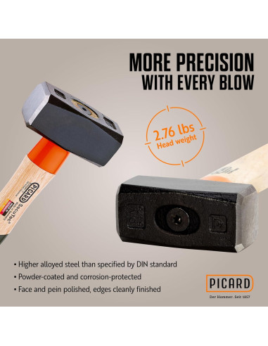 Martillo de Minería Picard SecuTec 1250g con Mango de Hickory