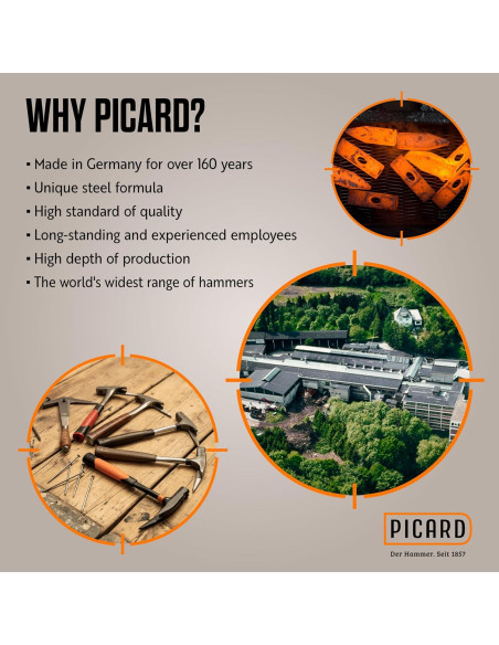 Martillo de Minería Picard SecuTec 1250g con Mango de Hickory