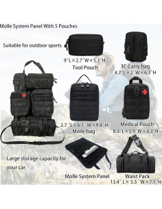 Organizador de Asiento Táctico MEAUTELE con 5 Bolsillos Desmontables 2