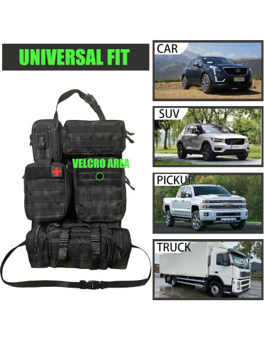 Organizador de Asiento Táctico MEAUTELE con 5 Bolsillos Desmontables