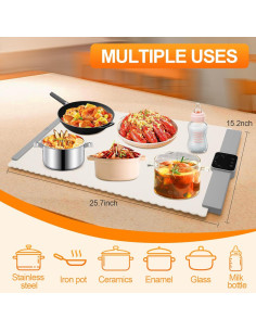 Alfombrilla Calentadora de Comida Paninluo 25x15" 5 Niveles 2