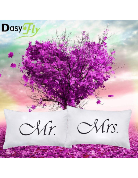 Fundas de Almohada Sr. y Sra. DasyFly 78x48cm Algodón Fundas de Almohada Sr. y Sra. DasyFly 78x48cm Algodón