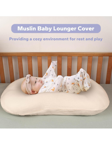 FUNUPUP Funda de Muselina para Lounger de Bebé 80x54cm Beige