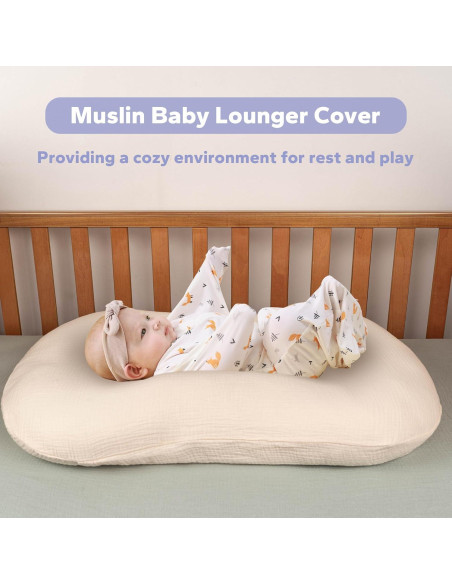 FUNUPUP Funda de Muselina para Lounger de Bebé 80x54cm Beige