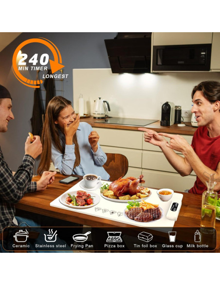 Alfombrilla Calentadora de Comida Eléctrica 70x40cm Silicona