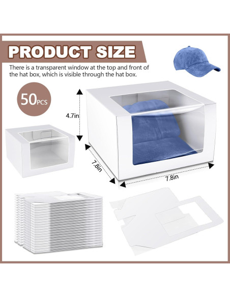 50 Cajas de Regalo para Gorras DoubleFill con Ventana Transparente