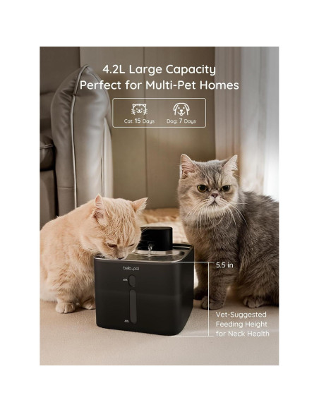 Fuente de Agua Inalámbrica BELLA & PAL 4.2L Acero Inoxidable