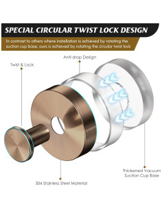 Ganchos de Ventosa para Ducha MOTAIPEAK 2 Pcs Bronce Champán 2
