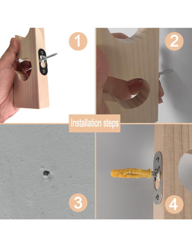 Soporte para Gorras de Béisbol Vavili 2 PCS Madera 5 Ganchos