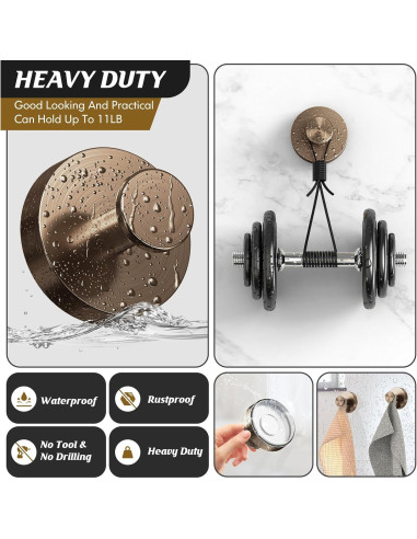 Ganchos de Ventosa para Ducha MOTAIPEAK 2 Pcs Bronce Champán