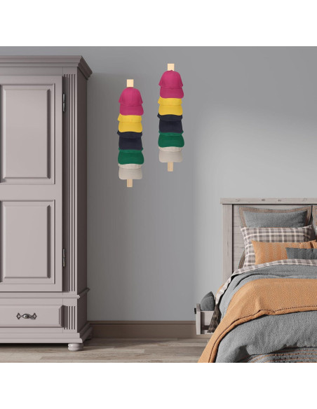 Soporte para Gorras de Béisbol Vavili 2 PCS Madera 5 Ganchos Soporte para Gorras de Béisbol Vavili 2 PCS Madera 5 Ganchos