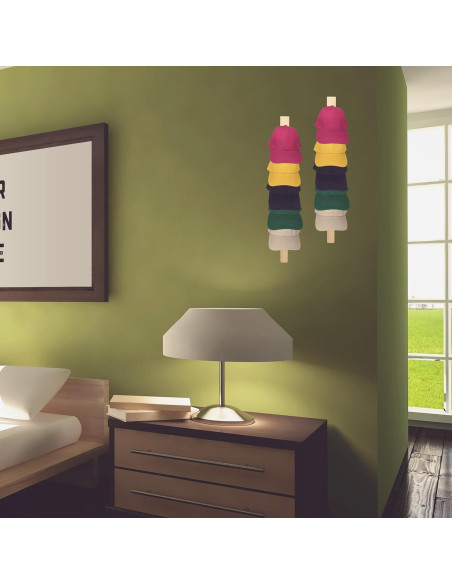 Soporte para Gorras de Béisbol Vavili 2 PCS Madera 5 Ganchos Soporte para Gorras de Béisbol Vavili 2 PCS Madera 5 Ganchos