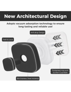 Ganchos de Ducha Reutilizables WingWider 2 Piezas Negro 2