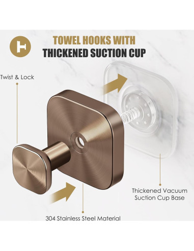 Ganchos de Ventosa BKV para Ducha 6.8 kg Bronce Champán (2 Pcs)