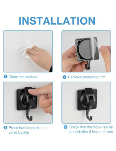 Gancho de Ventosa Khdrvok Negro 4 Piezas para Baño y Cocina 2