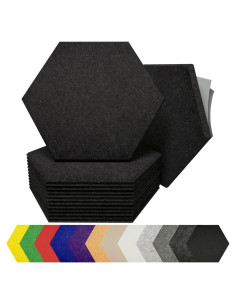 Paneles Acústicos Hexagonales SoundAssured - 12 Piezas Negros