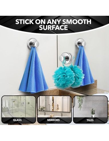 Ganchos de Succión Besti para Ducha 4 Piezas Cromo 5 kg