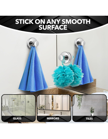 Ganchos de Succión Besti para Ducha 4 Piezas Cromo 5 kg