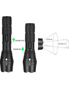 Linterna LED Verde Ploarnovo Zoomable Resistente al Agua 2 Pzs 2