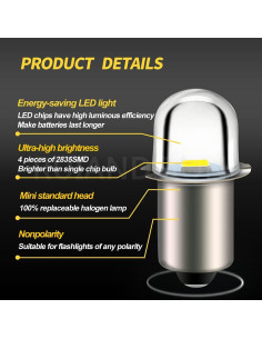 Bombilla LED Ruiandsion P13.5S 18V 100LM Blanco - Paquete de 5 2