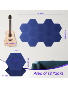 Paneles Acústicos Hexagonales Tao.space Marino 12 Piezas 35.56x30.48cm 2