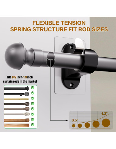 Soportes para Varillas de Cortina MUAKIOY 8 Paquetes Negros