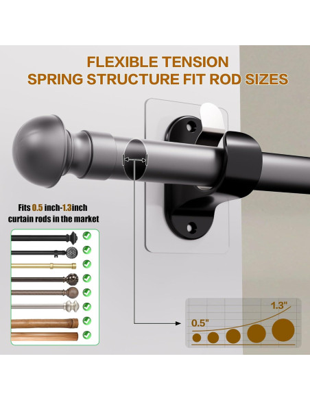 Soportes para Varillas de Cortina MUAKIOY 8 Paquetes Negros Soportes para Varillas de Cortina MUAKIOY 8 Paquetes Negros