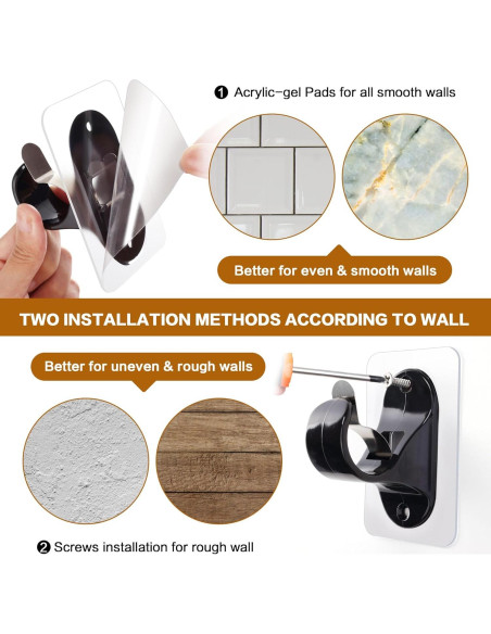 Soportes para Varillas de Cortina MUAKIOY 8 Paquetes Negros Soportes para Varillas de Cortina MUAKIOY 8 Paquetes Negros