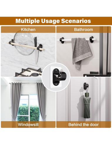 Soportes para Varillas de Cortina MUAKIOY 8 Paquetes Negros