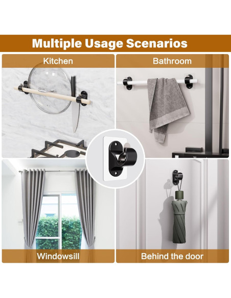 Soportes para Varillas de Cortina MUAKIOY 8 Paquetes Negros Soportes para Varillas de Cortina MUAKIOY 8 Paquetes Negros